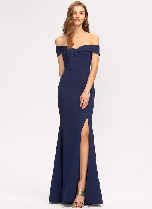 SplitFront Fabric Embellishment Neckline Length Floor-Length Silhouette Off-the-Shoulder Trumpet/Mermaid Cassandra Floor Length V-Neck Bridesmaid Dresses