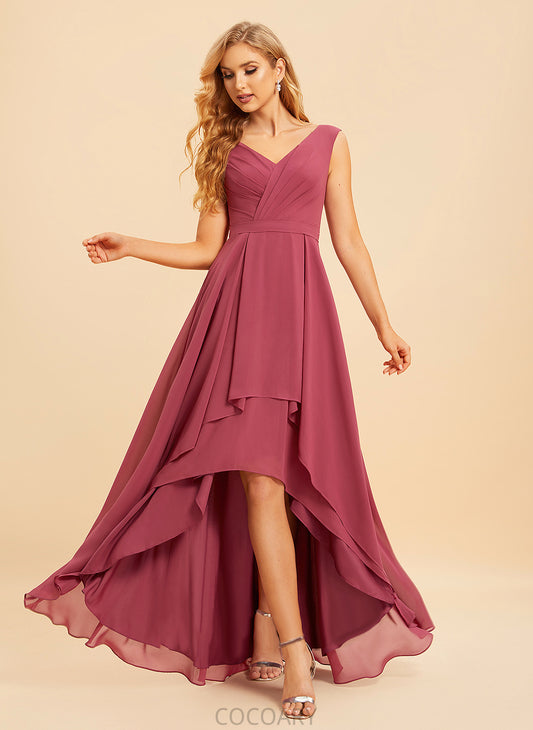 Embellishment Neckline Asymmetrical V-neck A-Line Silhouette Fabric Ruffle Length Rosie A-Line/Princess V-Neck Bridesmaid Dresses