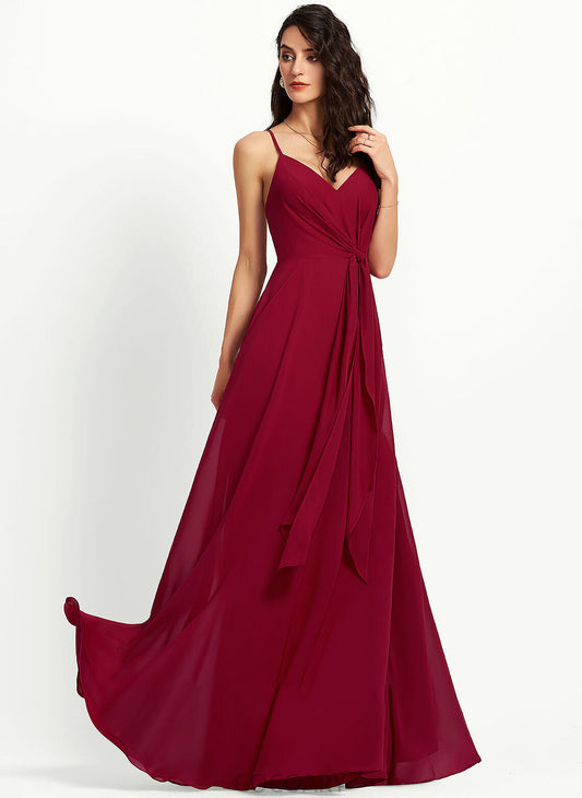 V-neck Fabric Floor-Length Embellishment Neckline Silhouette Length Ruffle A-Line Shania Floor Length Spaghetti Staps Bridesmaid Dresses