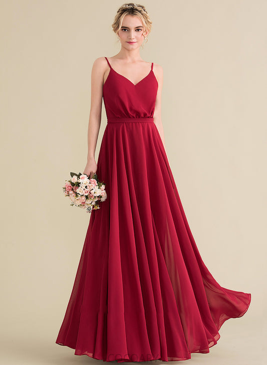 Silhouette Fabric Floor-Length Length Neckline V-neck Embellishment A-Line Bow(s) Lyric V-Neck A-Line/Princess Bridesmaid Dresses