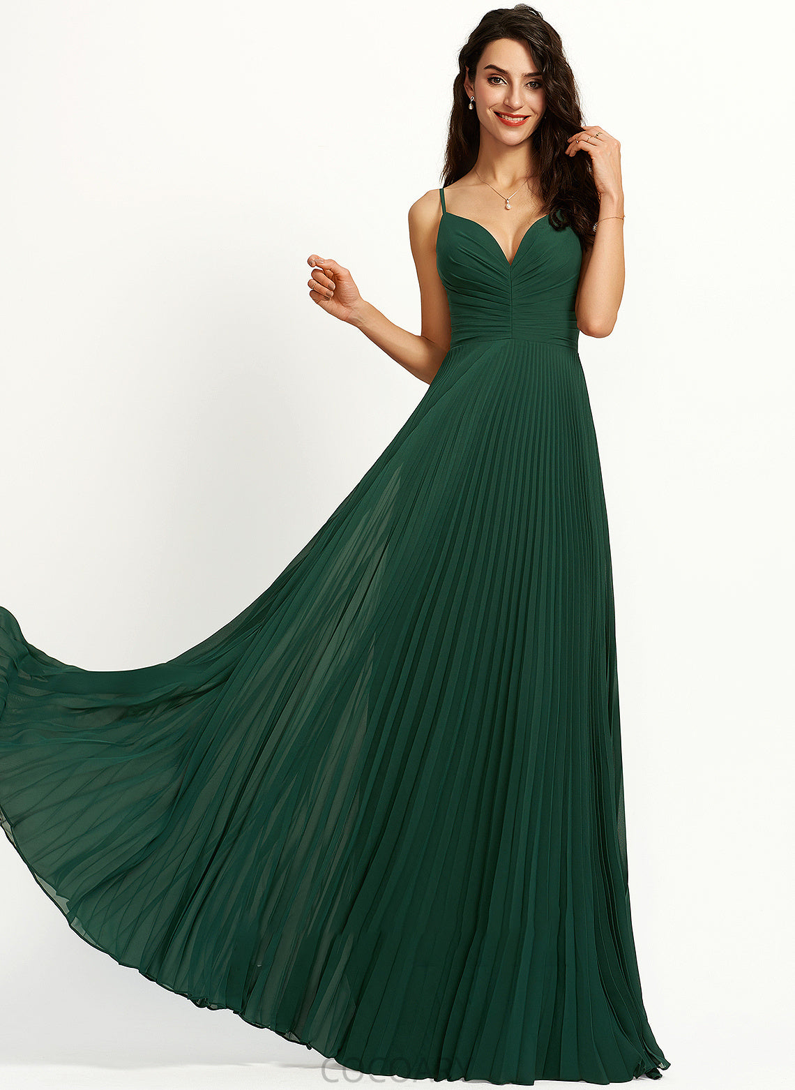 Embellishment Fabric Floor-Length Neckline A-Line V-neck Silhouette Length Pleated Rosalie Floor Length V-Neck Bridesmaid Dresses