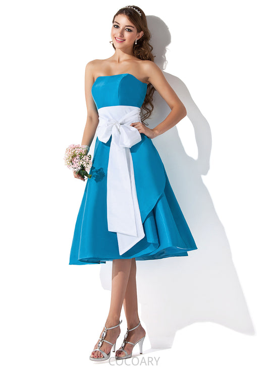 Knee-Length Fabric Sash Silhouette Embellishment Sweetheart Length Bow(s) Neckline A-Line Lily High Low Bridesmaid Dresses