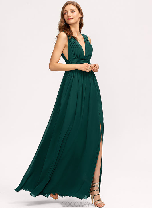 SplitFront Floor-Length Embellishment Silhouette Length V-neck A-Line Neckline Fabric Macie Floor Length Sheath/Column Bridesmaid Dresses