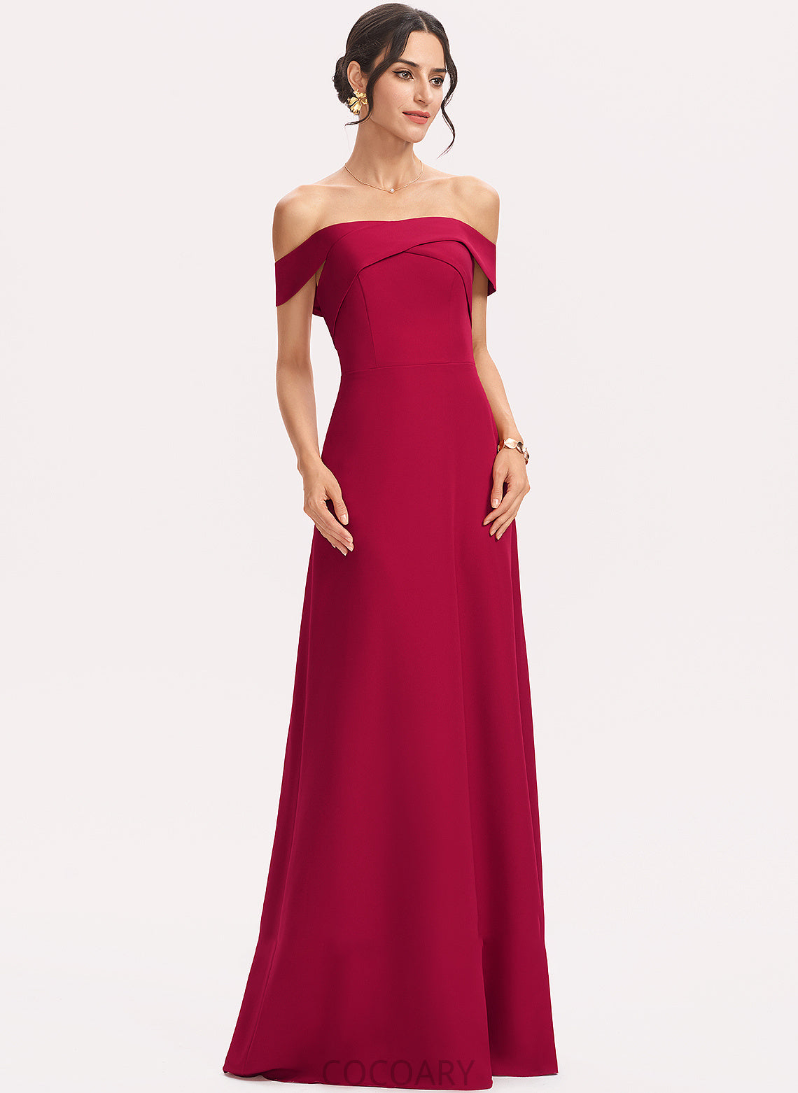 Length Sheath/Column Fabric Silhouette Floor-Length Neckline Embellishment Ruffle Off-the-Shoulder Maureen Sleeveless Floor Length Bridesmaid Dresses