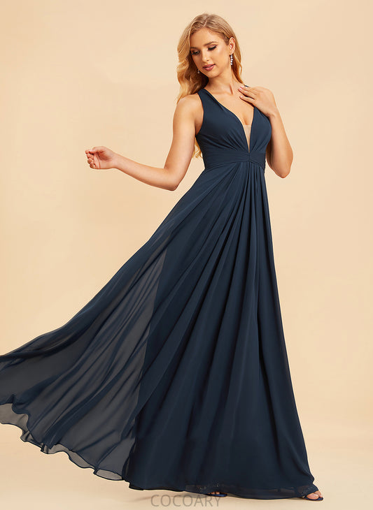 Silhouette Ruffle Neckline Embellishment V-neck A-Line Length Fabric Floor-Length Deja Natural Waist Floor Length Bridesmaid Dresses