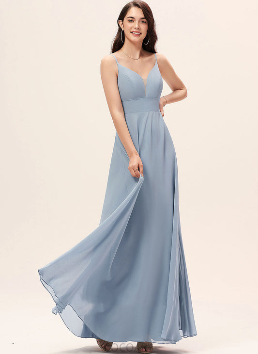 Silhouette Length Neckline Floor-Length Straps A-Line V-neck Fabric Elvira A-Line/Princess Sleeveless Natural Waist Bridesmaid Dresses