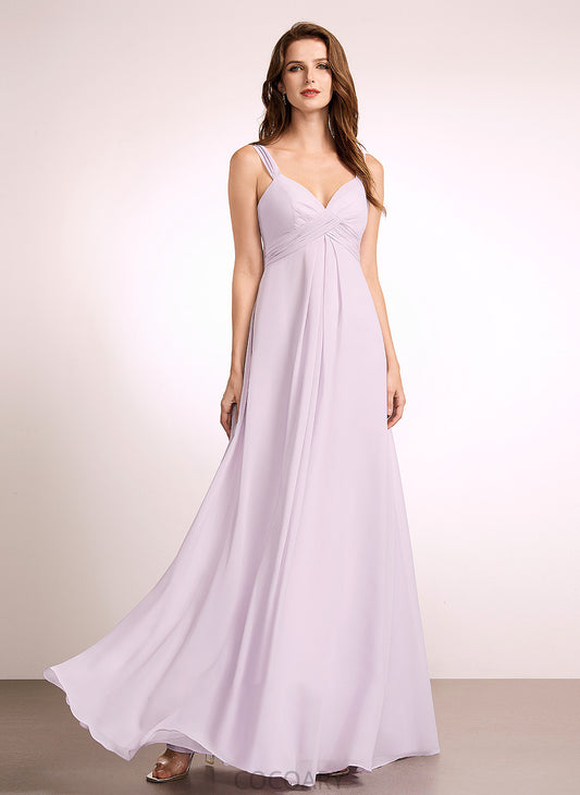 Neckline V-neck Length A-Line Fabric Floor-Length Ruffle Silhouette Embellishment Jaycee A-Line/Princess Sleeveless Bridesmaid Dresses