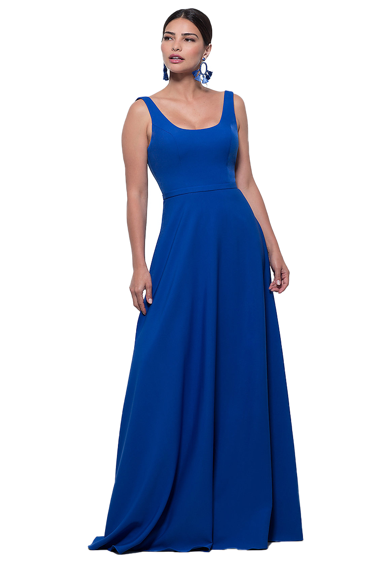 Sandy A-Line/Princess Natural Waist Floor Length Satin Straps Sleeveless Bridesmaid Dresses