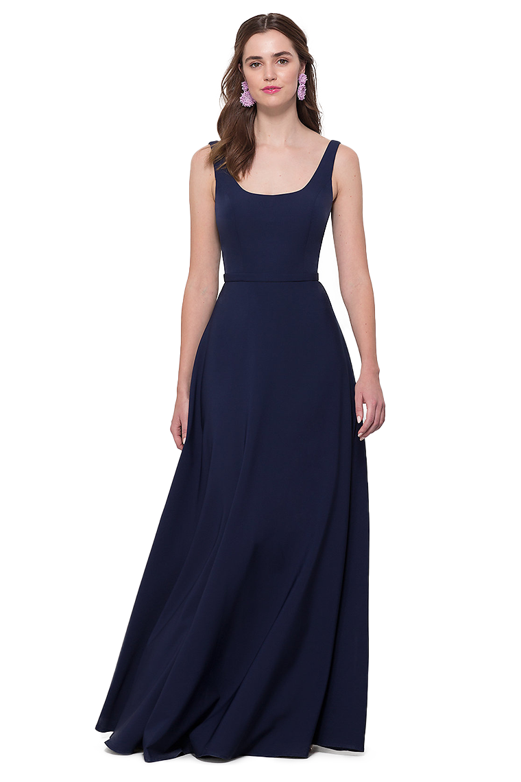 Sandy A-Line/Princess Natural Waist Floor Length Satin Straps Sleeveless Bridesmaid Dresses