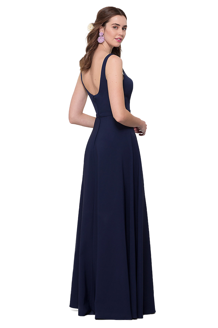 Sandy A-Line/Princess Natural Waist Floor Length Satin Straps Sleeveless Bridesmaid Dresses