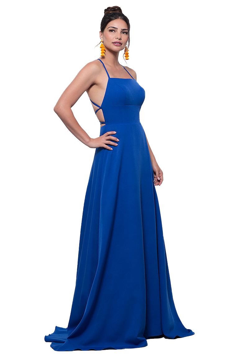 Sandy Natural Waist A-Line/Princess Satin Sweep-Brush Train Sleeveless Spaghetti Straps Bridesmaid Dresses