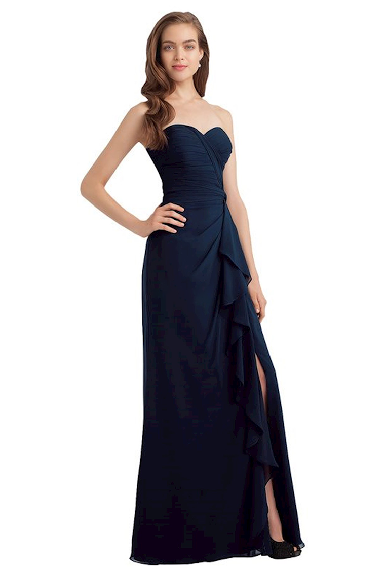 Elva Chiffon Natural Waist Floor Length A-Line/Princess Sleeveless Sweetheart Bridesmaid Dresses