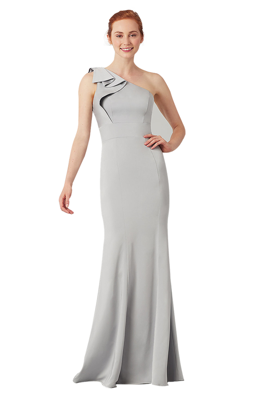 Cornelia One Shoulder Trumpet/Mermaid Sleeveless Floor Length Stretch Satin Natural Waist Bridesmaid Dresses