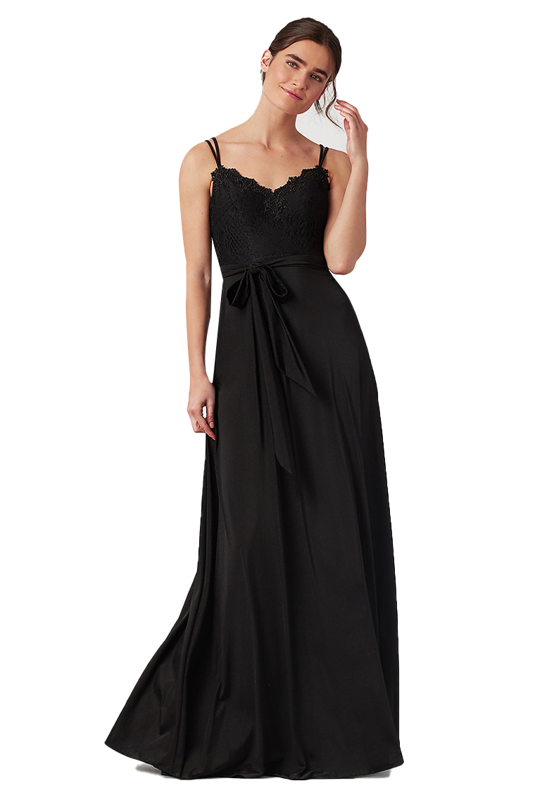 Lynn Floor Length Satin Sleeveless A-Line/Princess Straps Natural Waist Bridesmaid Dresses