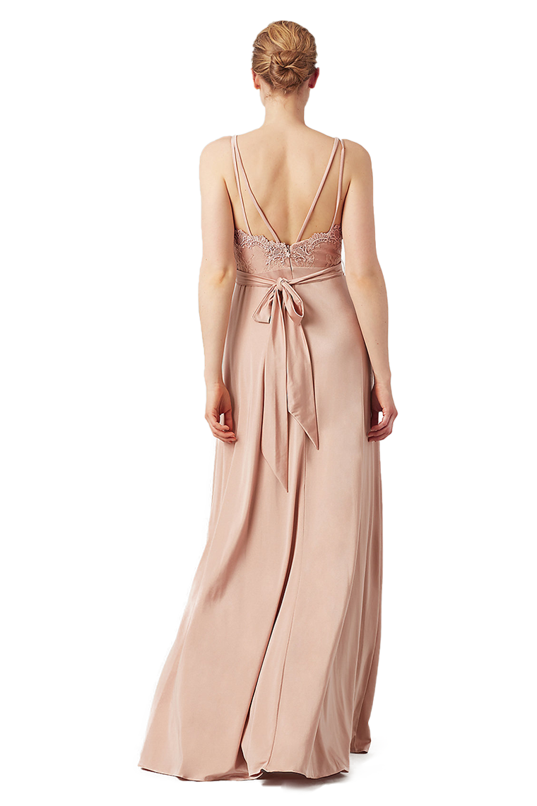 Lynn Floor Length Satin Sleeveless A-Line/Princess Straps Natural Waist Bridesmaid Dresses