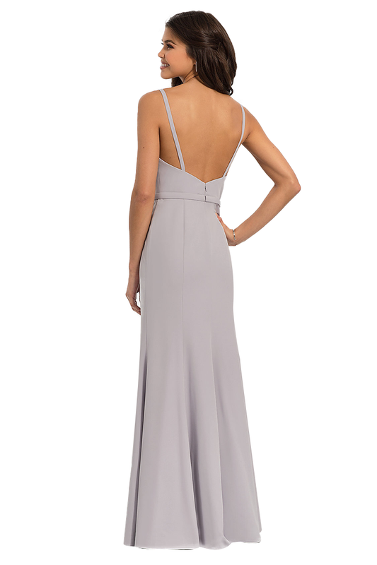 Laura Trumpet/Mermaid Floor Length V-Neck Satin Natural Waist Sleeveless Bridesmaid Dresses