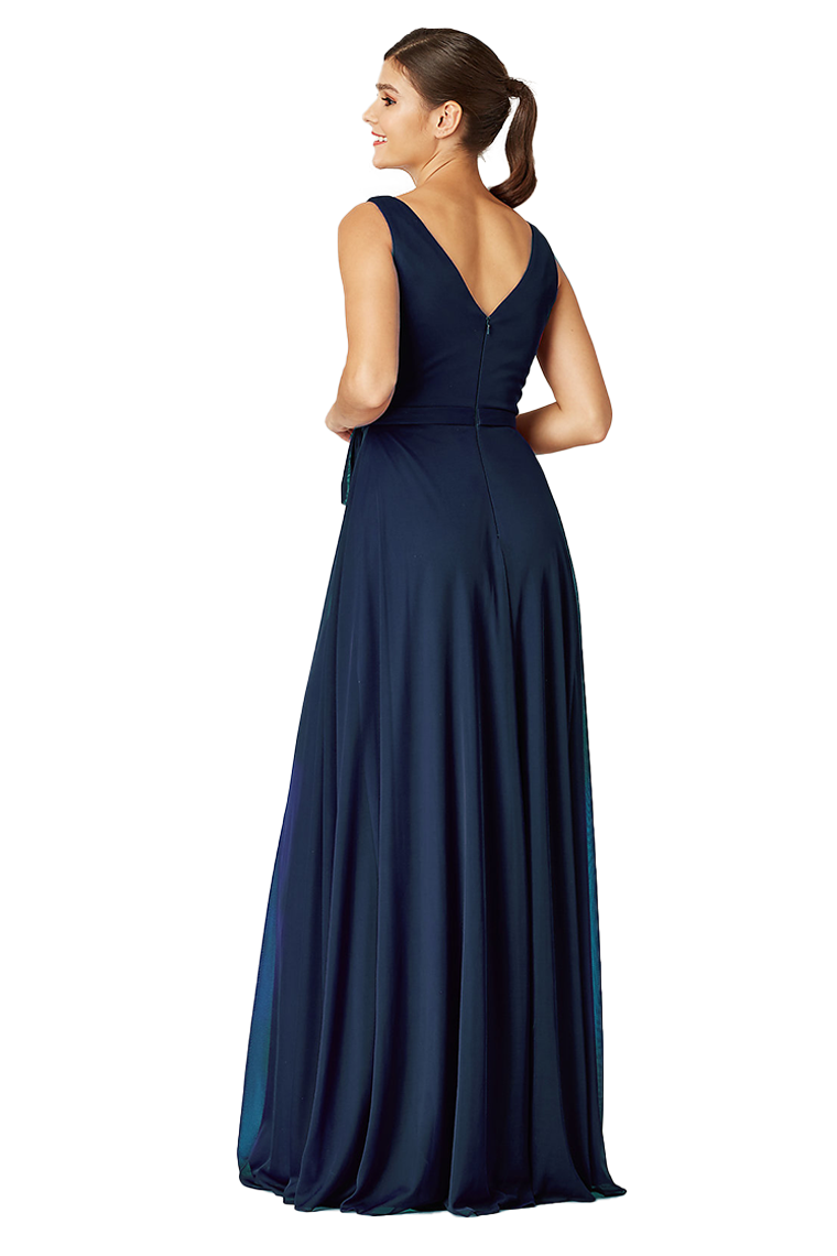 Laurel A-Line/Princess V-Neck Floor Length Natural Waist Sleeveless Chiffon Bridesmaid Dresses