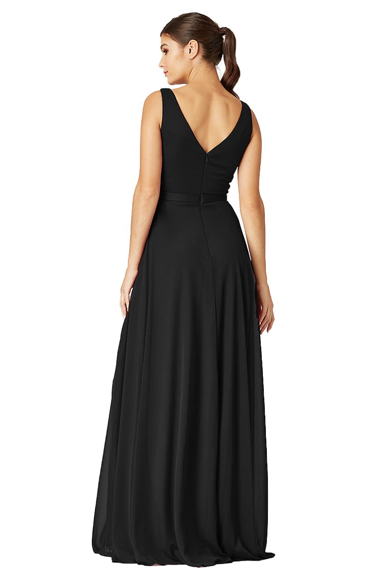 Laurel A-Line/Princess V-Neck Floor Length Natural Waist Sleeveless Chiffon Bridesmaid Dresses