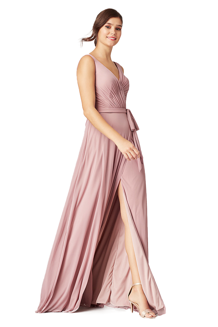 Laurel A-Line/Princess V-Neck Floor Length Natural Waist Sleeveless Chiffon Bridesmaid Dresses