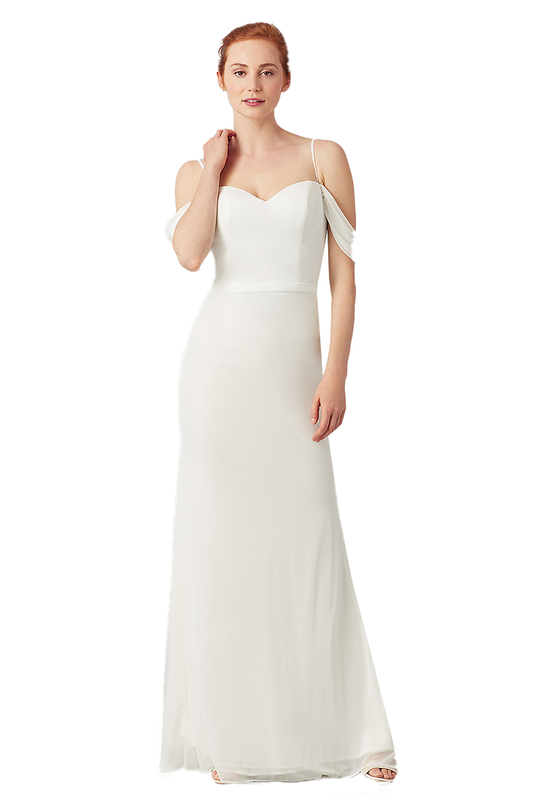 Quintina Sleeveless Chiffon Spaghetti Straps Floor Length Sheath/Column Natural Waist Bridesmaid Dresses