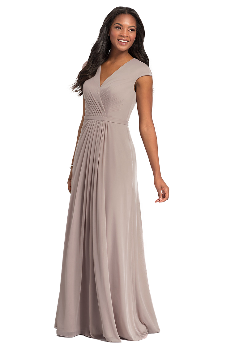 Jessica Natural Waist Sleeveless V-Neck Floor Length A-Line/Princess Chiffon Bridesmaid Dresses