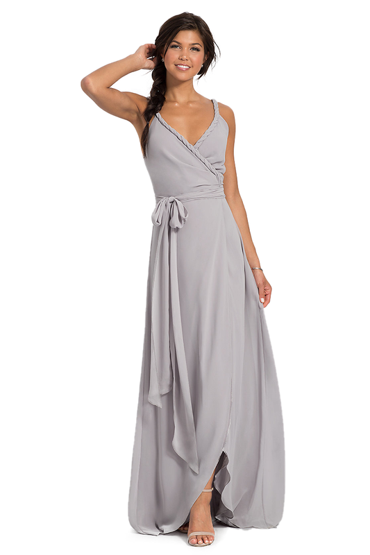 Crystal Floor Length Straps Sleeveless Natural Waist Chiffon V-Neck A-Line/Princess Bridesmaid Dresses