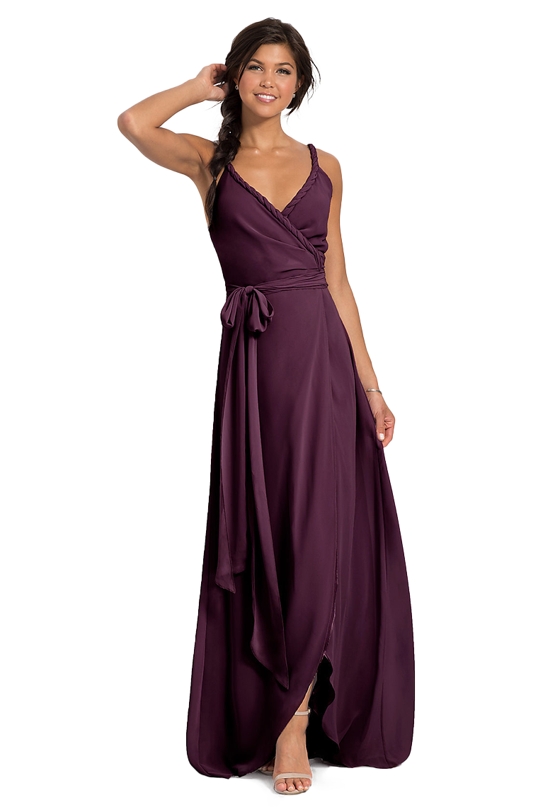 Crystal Floor Length Straps Sleeveless Natural Waist Chiffon V-Neck A-Line/Princess Bridesmaid Dresses