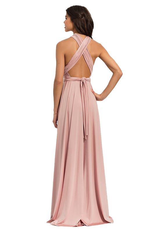 Vanessa Natural Waist Halter Floor Length A-Line/Princess Sleeveless Spandex Bridesmaid Dresses