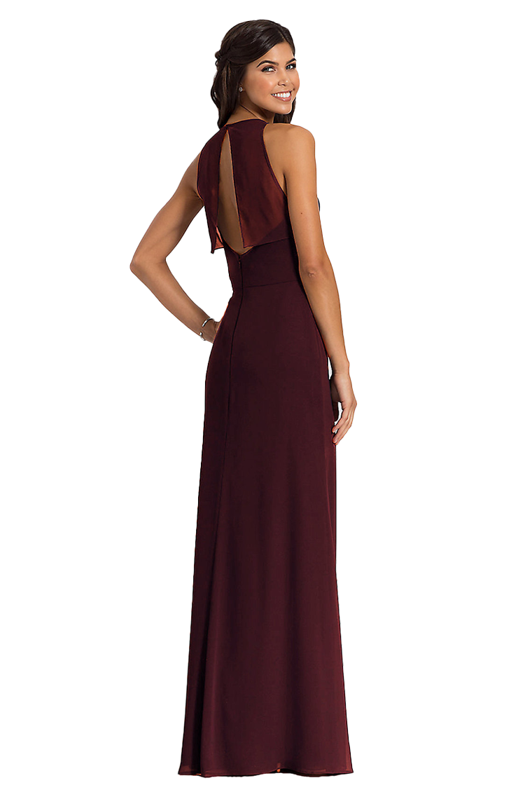 Nydia Natural Waist Sleeveless Scoop Sheath/Column Chiffon Floor Length Bridesmaid Dresses