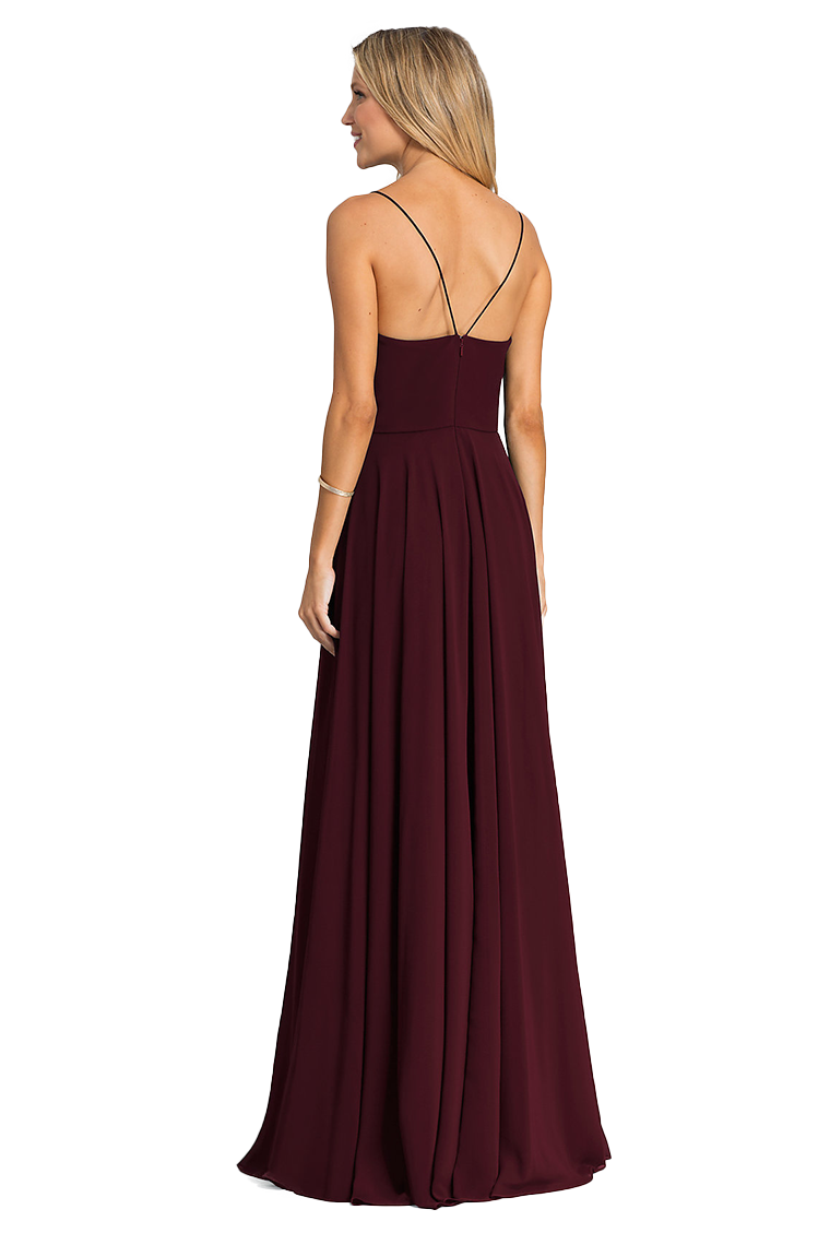 Chloe A-Line/Princess Sleeveless Floor Length V-Neck Chiffon Natural Waist Spaghetti Straps Bridesmaid Dresses