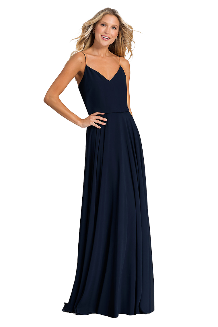 Chloe A-Line/Princess Sleeveless Floor Length V-Neck Chiffon Natural Waist Spaghetti Straps Bridesmaid Dresses