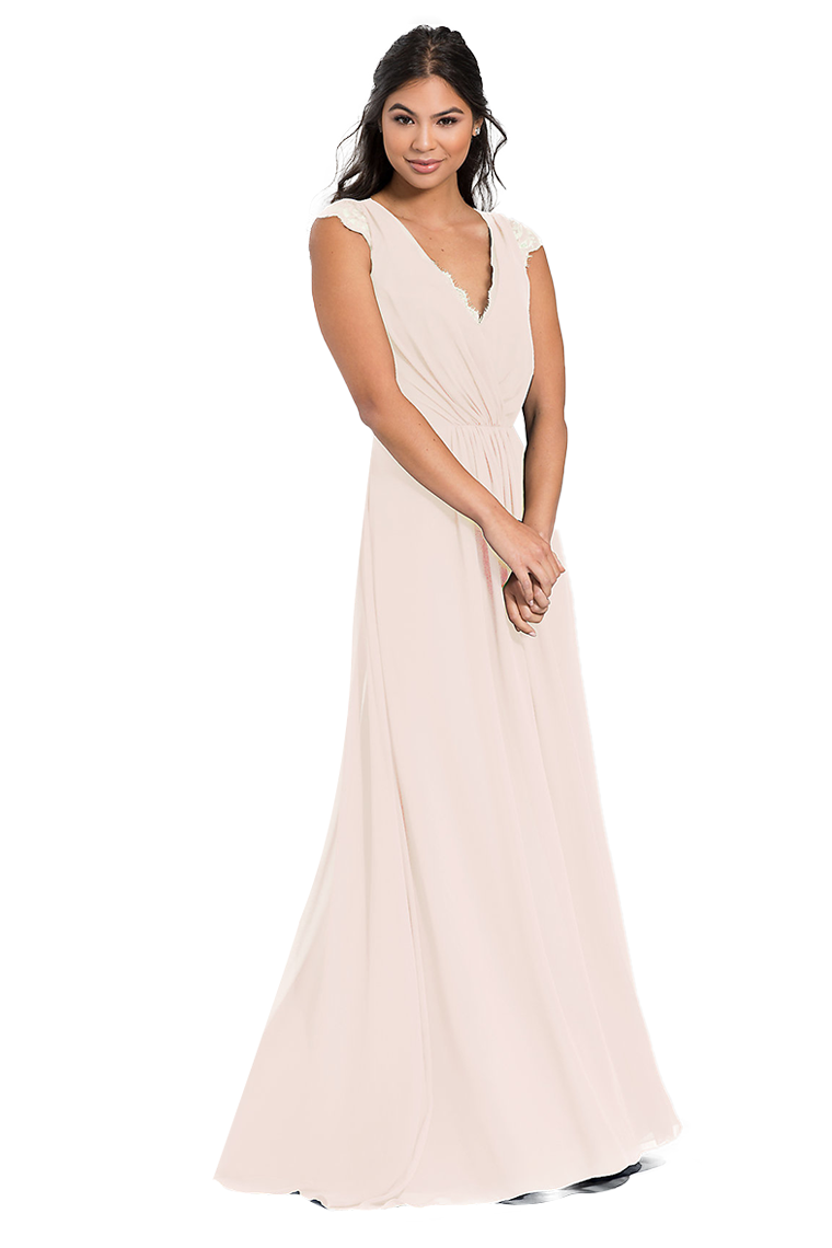 Samantha A-Line/Princess Sleeveless Chiffon Floor Length Natural Waist V-Neck Bridesmaid Dresses