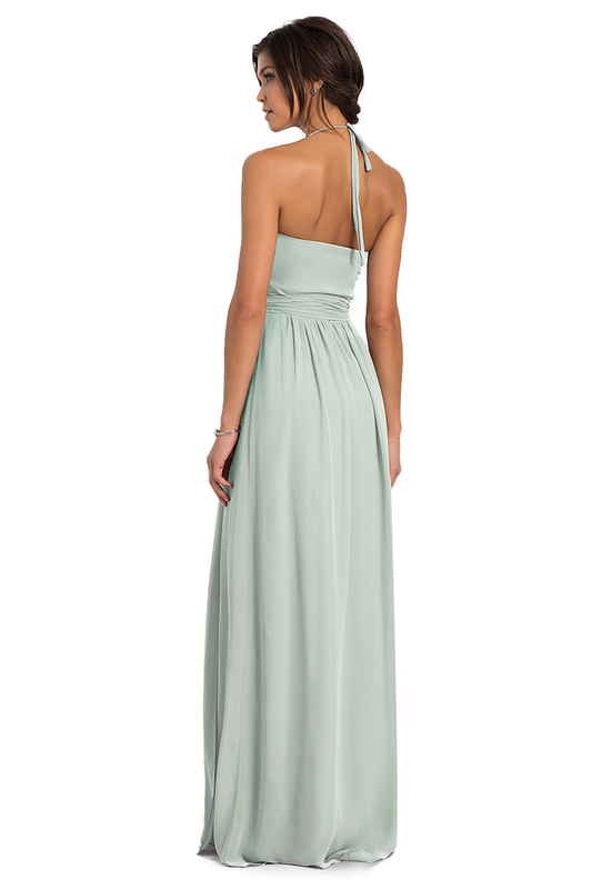 Coral Sleeveless Chiffon Floor Length Natural Waist Halter Bridesmaid Dresses