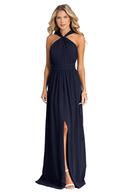 Setlla A-Line/Princess Natural Waist Sleeveless Chiffon Floor Length Straps Bridesmaid Dresses