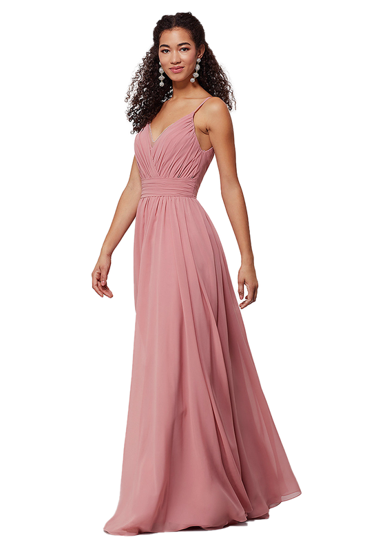 Kelly Spaghetti Straps Natural Waist Floor Length Chiffon A-Line/Princess Sleeveless Bridesmaid Dresses