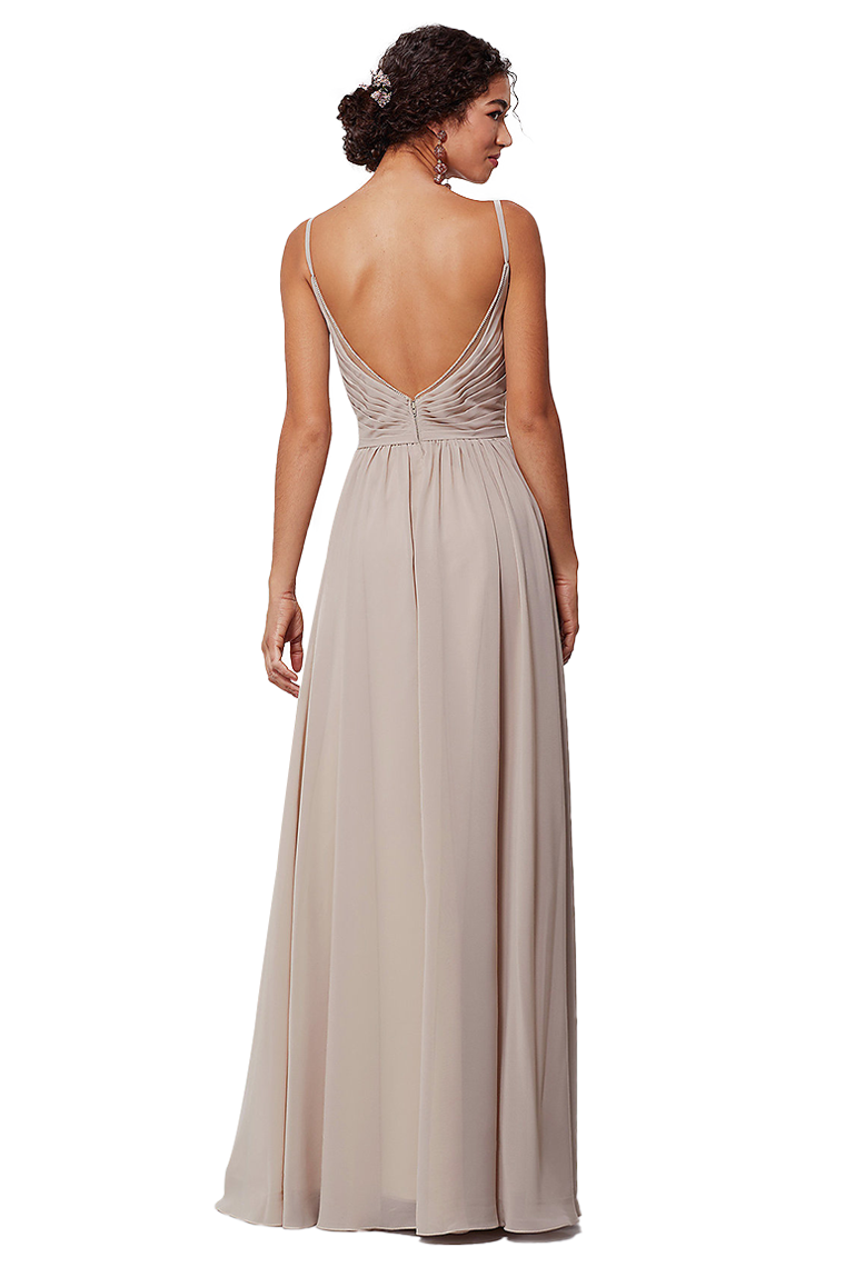 Kelly Spaghetti Straps Natural Waist Floor Length Chiffon A-Line/Princess Sleeveless Bridesmaid Dresses