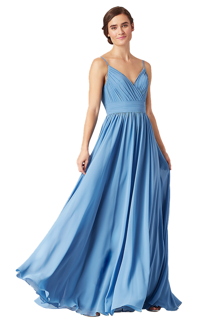 Kelly Spaghetti Straps Natural Waist Floor Length Chiffon A-Line/Princess Sleeveless Bridesmaid Dresses