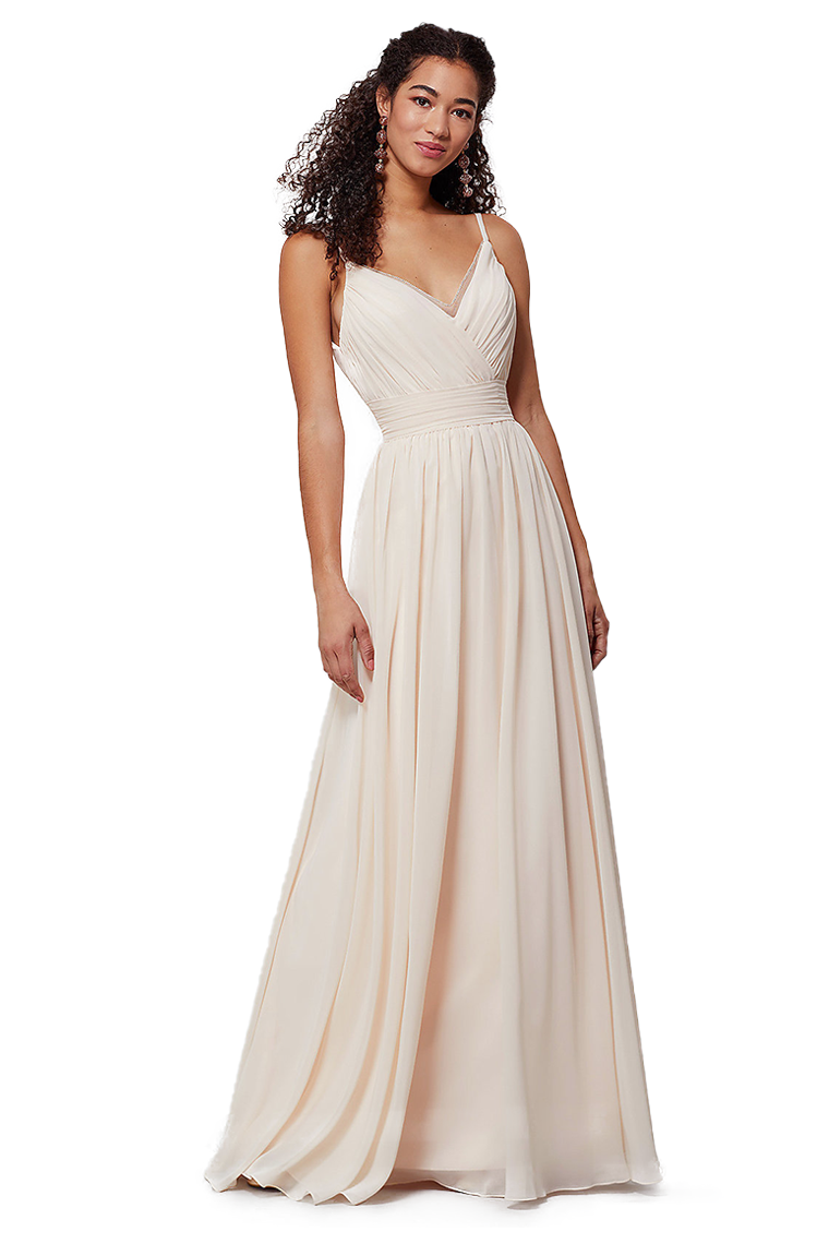 Kelly Spaghetti Straps Natural Waist Floor Length Chiffon A-Line/Princess Sleeveless Bridesmaid Dresses