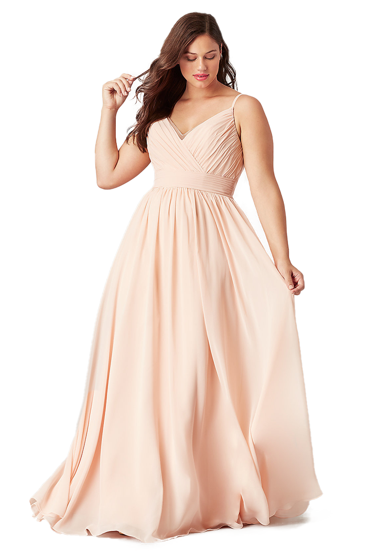 Kelly Spaghetti Straps Natural Waist Floor Length Chiffon A-Line/Princess Sleeveless Bridesmaid Dresses