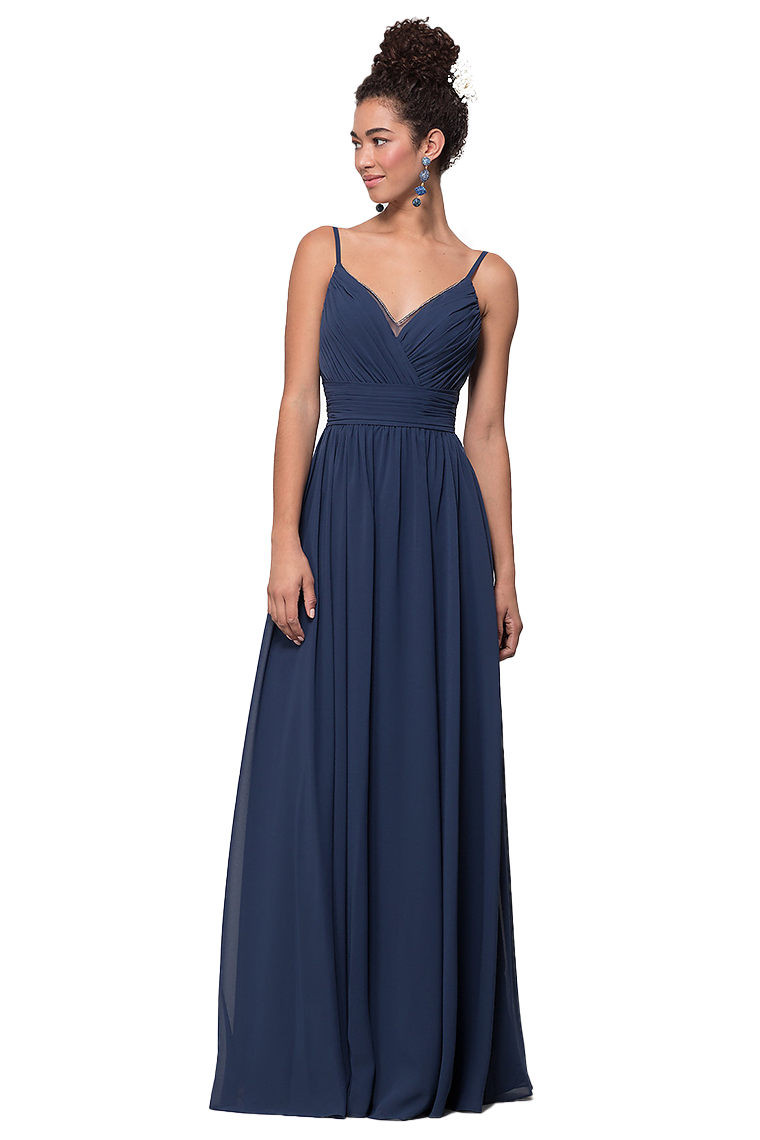 Kelly Spaghetti Straps Natural Waist Floor Length Chiffon A-Line/Princess Sleeveless Bridesmaid Dresses