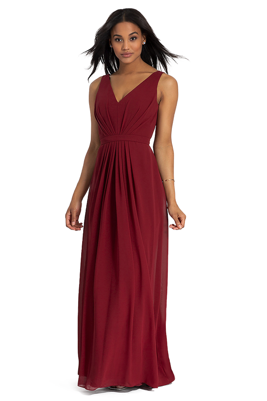 Setlla Natural Waist V-Neck Sleeveless Floor Length Chiffon A-Line/Princess Bridesmaid Dresses