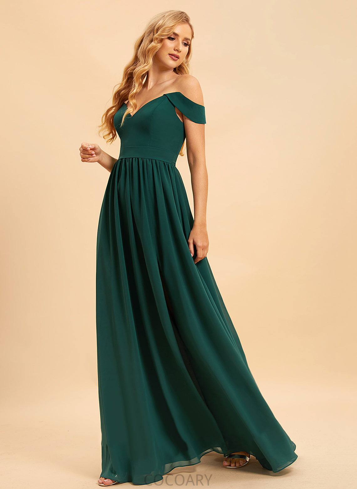 Silhouette Fabric Off-the-Shoulder Neckline Length Embellishment Floor-Length A-Line SplitFront Emerson Spaghetti Staps Floor Length Bridesmaid Dresses