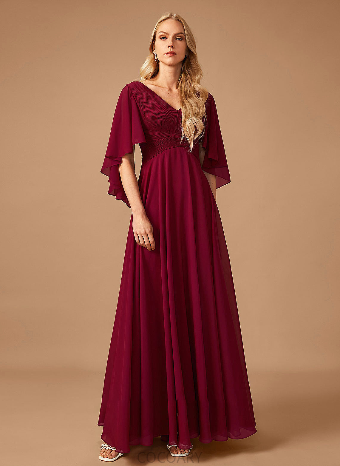 Fabric Length Silhouette Embellishment V-neck Neckline Ruffle A-Line Floor-Length Areli Velvet One Shoulder Bridesmaid Dresses