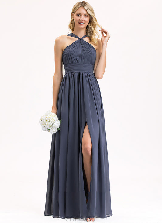 V-neck Ruffle A-Line Neckline Embellishment Floor-Length SplitFront Silhouette Length Fabric Lilith Sleeveless Bridesmaid Dresses