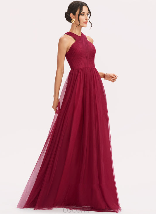 Length Halter Embellishment Fabric Neckline A-Line Floor-Length Silhouette Ruffle Baylee A-Line/Princess V-Neck Bridesmaid Dresses