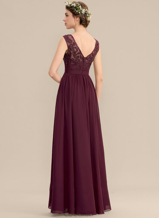 Neckline Silhouette Sequins SplitFront Pockets Fabric A-Line Embellishment Length V-neck Beading Floor-Length Bridesmaid Dresses