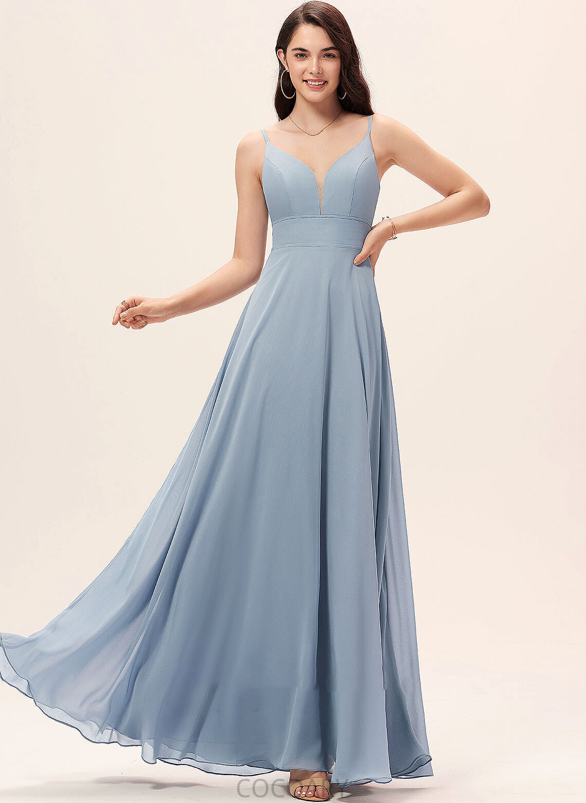 Fabric Length A-Line Straps Neckline Floor-Length Silhouette V-neck Brielle Natural Waist Floor Length V-Neck Bridesmaid Dresses