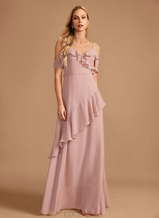 A-Line Floor-Length Length Silhouette Embellishment Fabric Ruffle V-neck Neckline Belinda A-Line/Princess Floor Length Bridesmaid Dresses