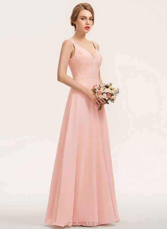 A-Line V-neck Neckline Lace Straps Length Fabric Floor-Length Silhouette Kaitlyn Sleeveless Trumpet/Mermaid Bridesmaid Dresses