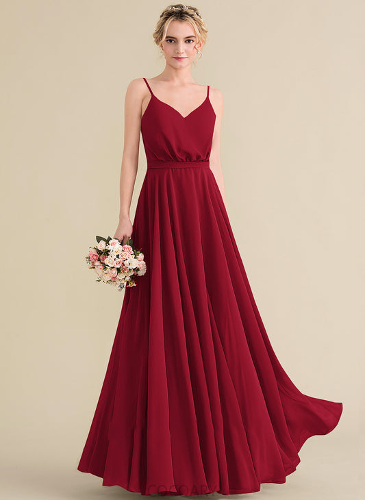 Silhouette Fabric Floor-Length Length Neckline V-neck Embellishment A-Line Bow(s) Lyric V-Neck A-Line/Princess Bridesmaid Dresses